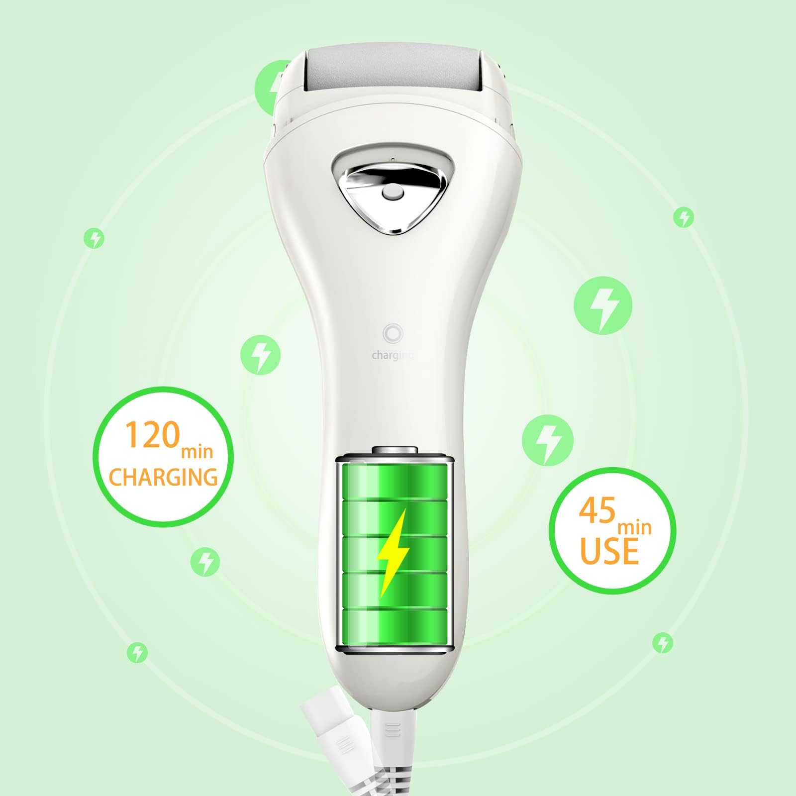Generic Electronic Foot File, Wet and Dry Callus Remover Pedicure Tools for Dead Hard Cracked Skin Rechargeable Foot Care Tool with 3 Roller Heads, LED Light, Cleaning Brush and Traveling Bag